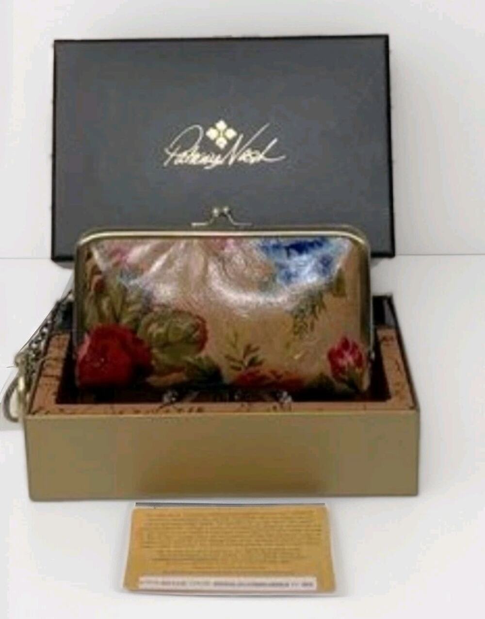 Patricia Nash Vintage Victorian Garden Leather Kisslock Coin Purse Keychain NIB